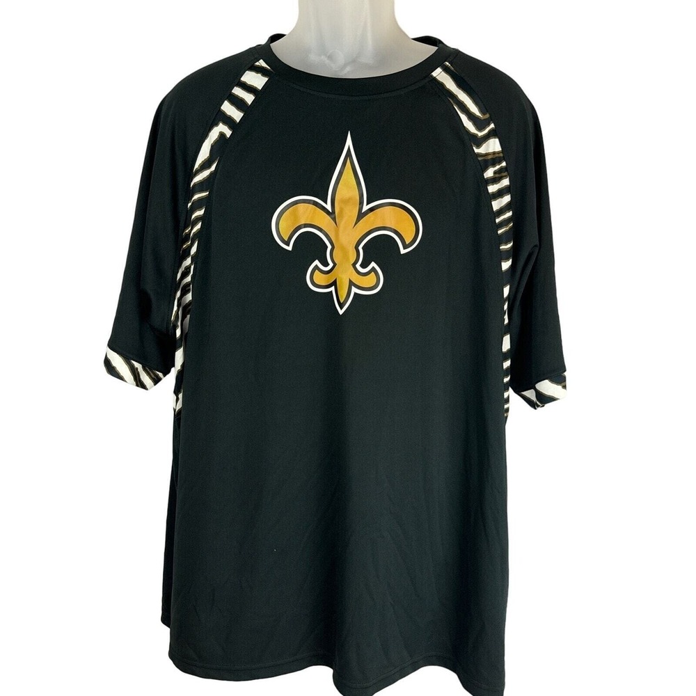 NFL Team Apparel New Orleans Saints Shirt Womens XL‎ Black Zebra Raglan Top